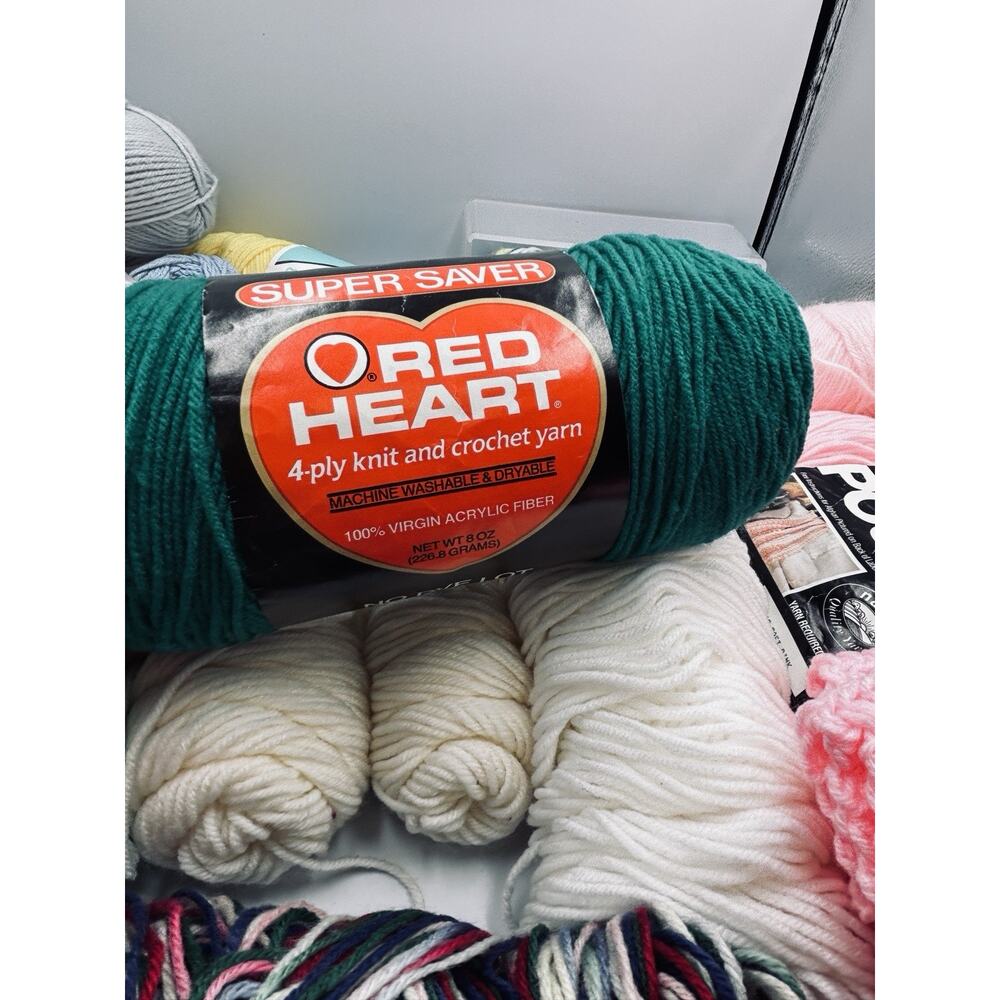 21 Misc Brands Yarn White/Cream Green Pink Blue Mutli Mixed Lot New Partial Lot - Picture 6 of 8